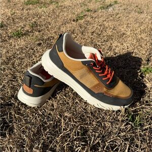 Hey Dude Men's Sneakers in Mustard, Black, and Orange